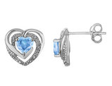 4/5 Carat (ctw) Blue Topaz Heart Earrings in Sterling Silver